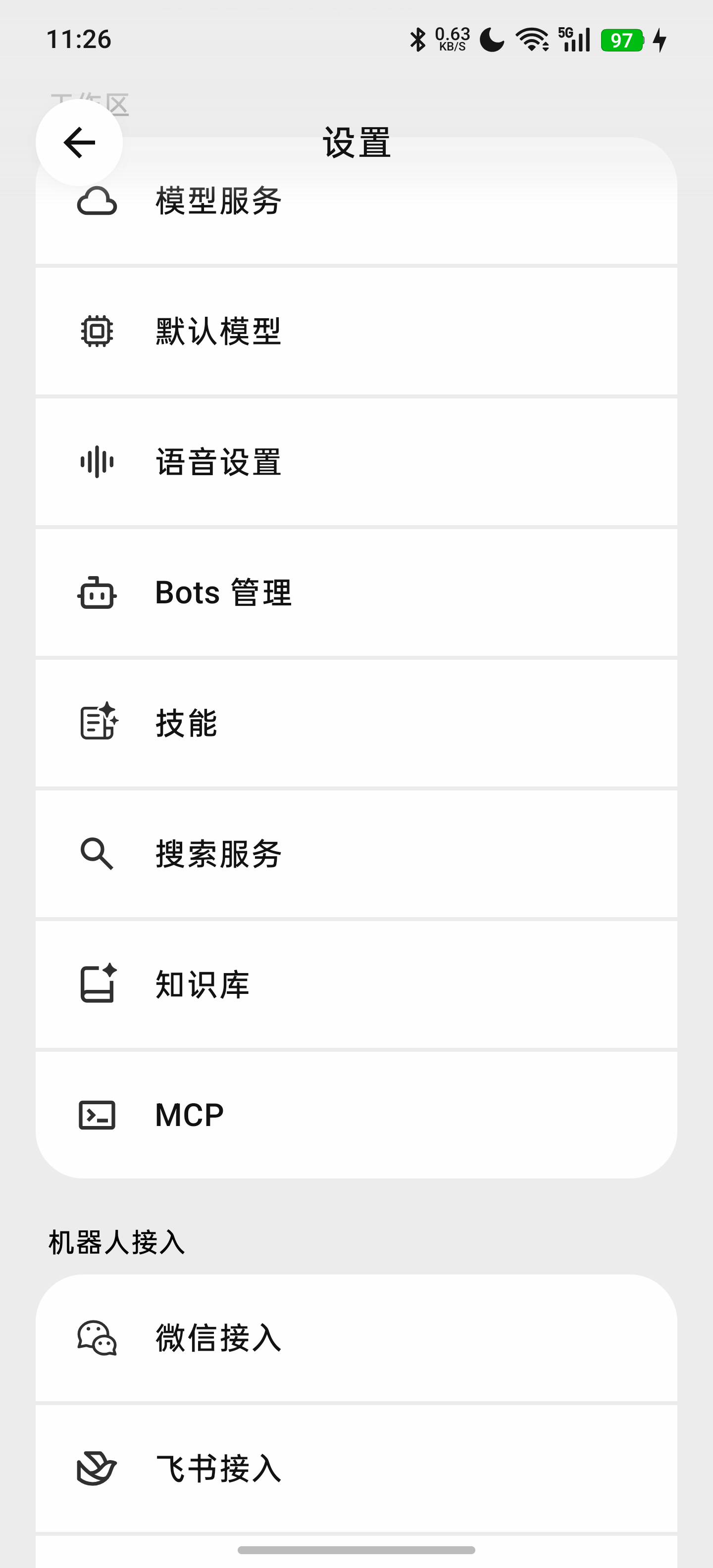 BotHub Android 浅色设置界面